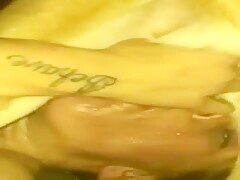 Sucking her huge cock